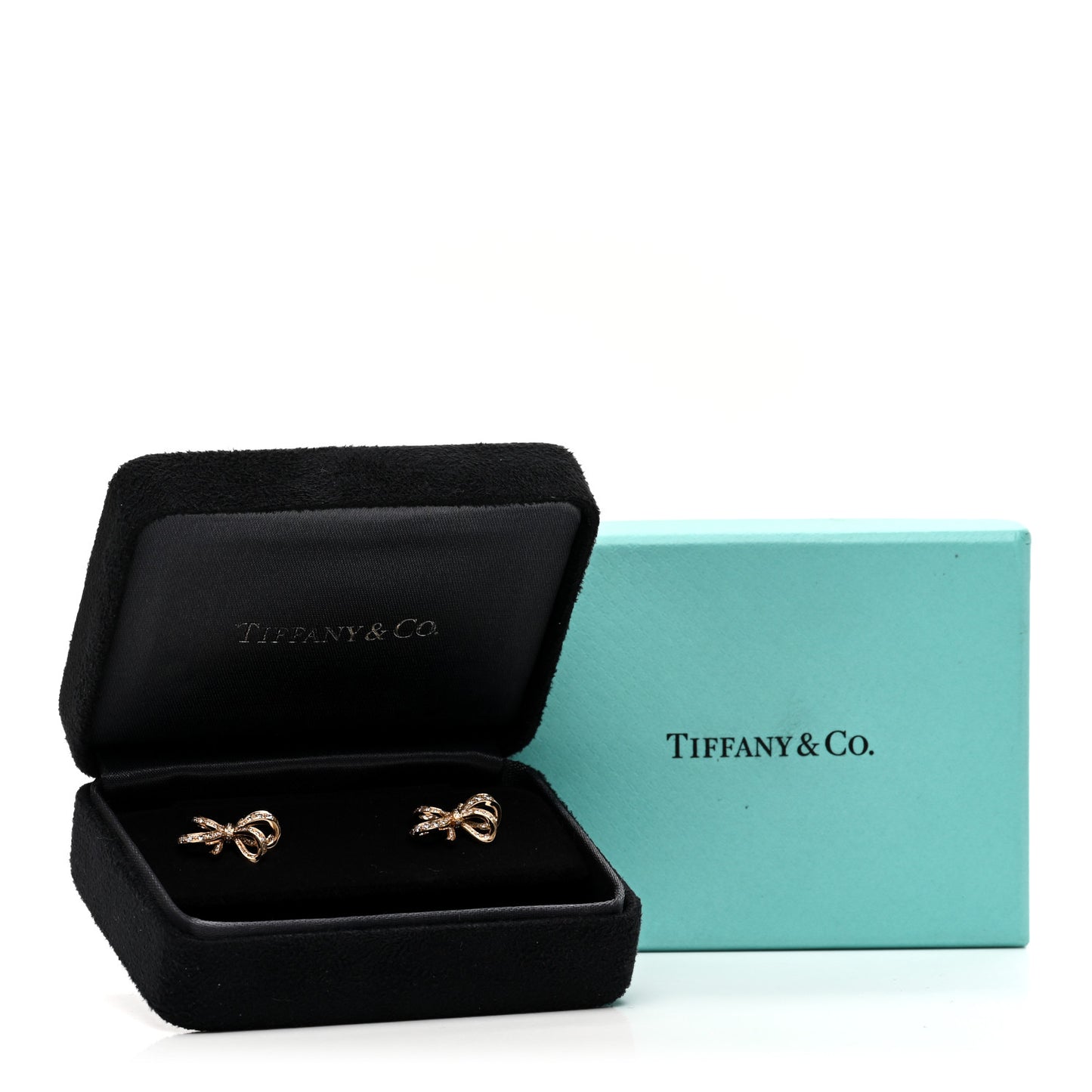 18K Rose Gold Diamond Bow Earrings