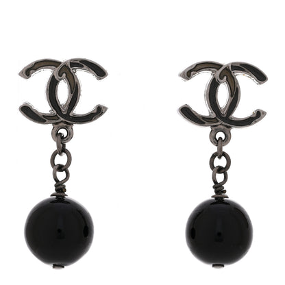 Chanel Ruthenium Bead CC Drop Earrings Black 1 of 5