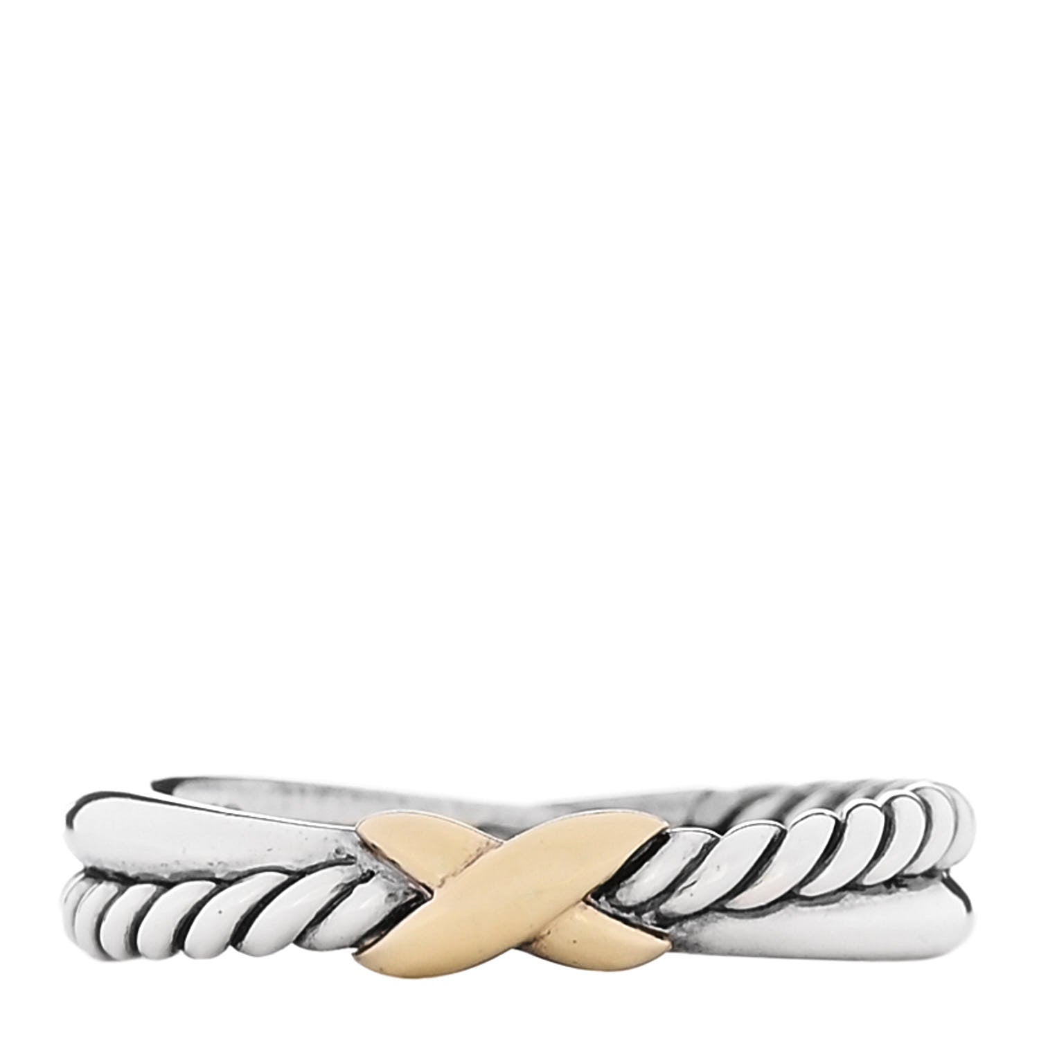 David Yurman Sterling Silver 18K Yellow Gold Petite X Crossover Ring 53 6.5 1 of 4