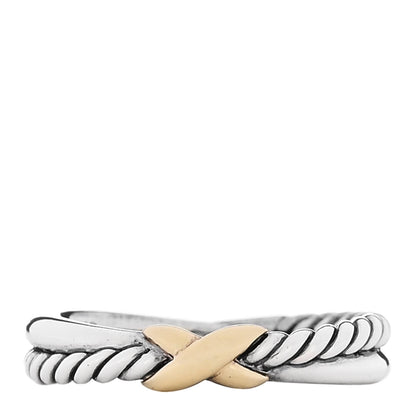 David Yurman Sterling Silver 18K Yellow Gold Petite X Crossover Ring 53 6.5 1 of 4