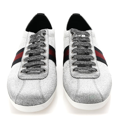 Gucci Glitter Fabric Studded Web Mens Sneakers 12 Silver 3 of 10
