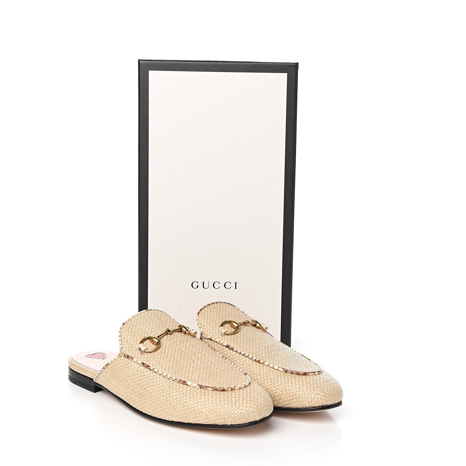 Gucci Straw Elaphe Womens Princetown Slippers 37.5 Natural Cream Brown 9 of 9