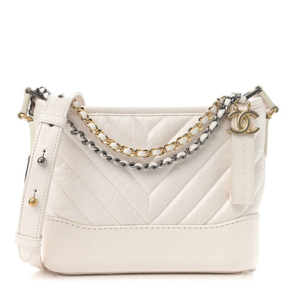 Chanel Aged Calfskin Chevron Quilted Small Gabrielle Hobo Beige 1 of 10