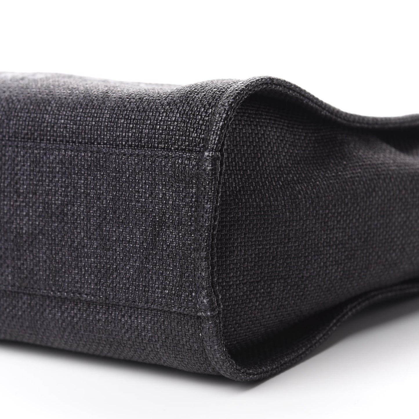 Woven Straw Raffia Small Deauville Tote Black