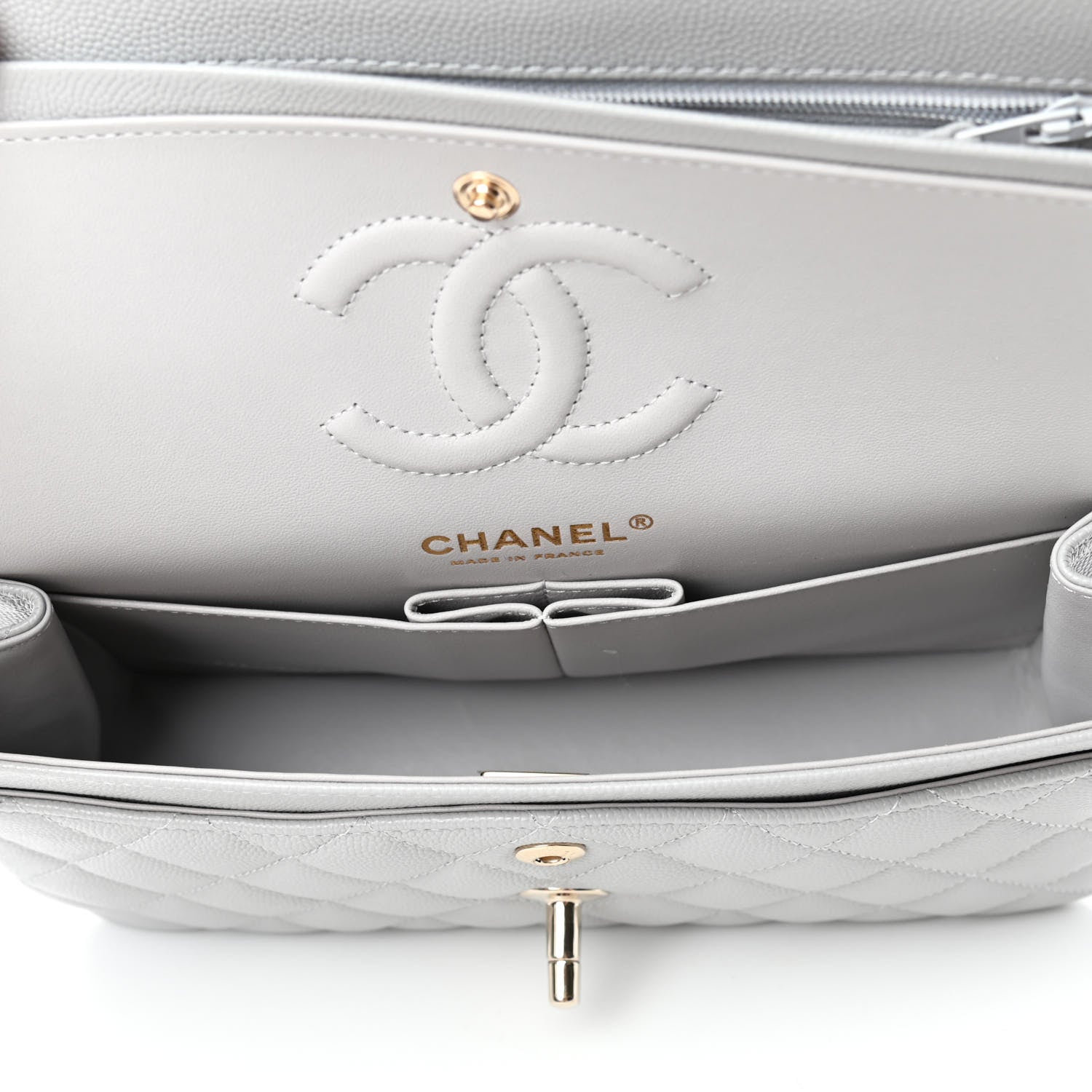 Chanel Caviar Quilted Small Double Flap Grey 4 of 4