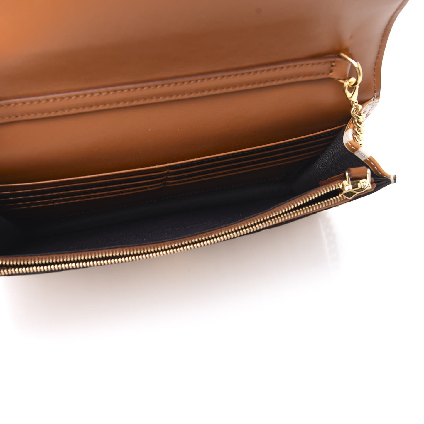 Vitello Soft F is Fendi Bi-Color FF 1974 Embossed Medium Envelope Wallet On Chain Camelia Saddler