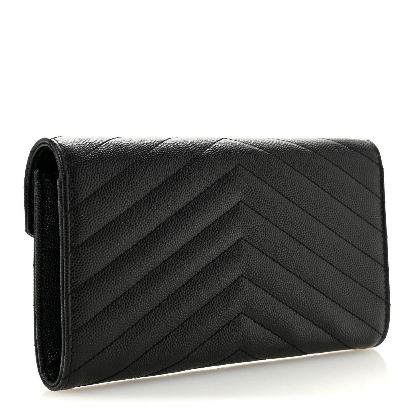 Grain De Poudre Matelasse Chevron Monogram Flap Wallet Black