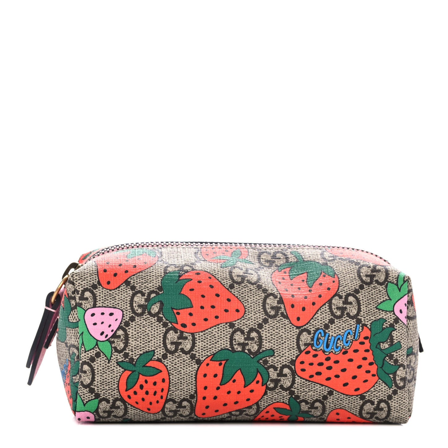 GG Supreme Monogram Strawberry Cosmetic Case