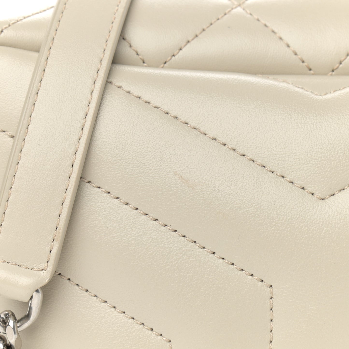 Calfskin Y Quilted Monogram Small Loulou Bowling Bag Ivory
