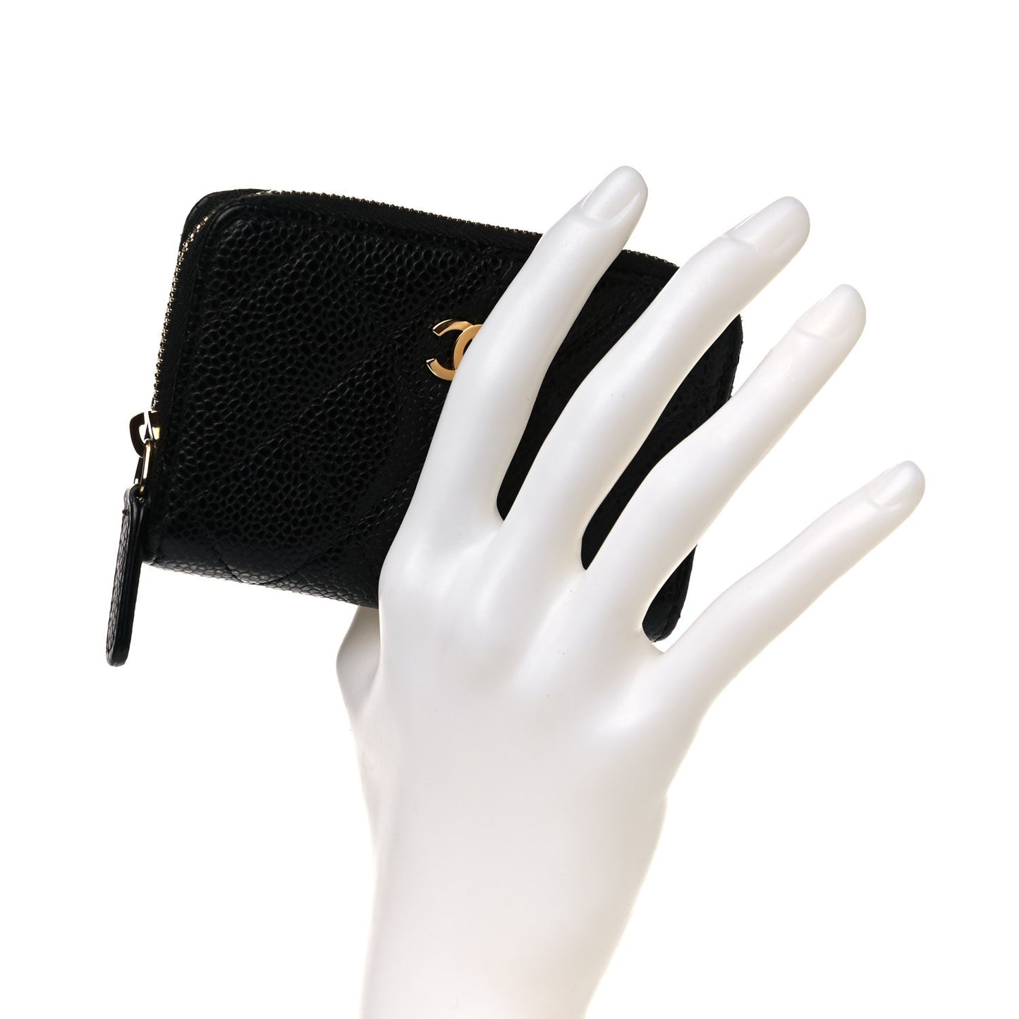 Caviar Quilted Zip Coin Purse Black