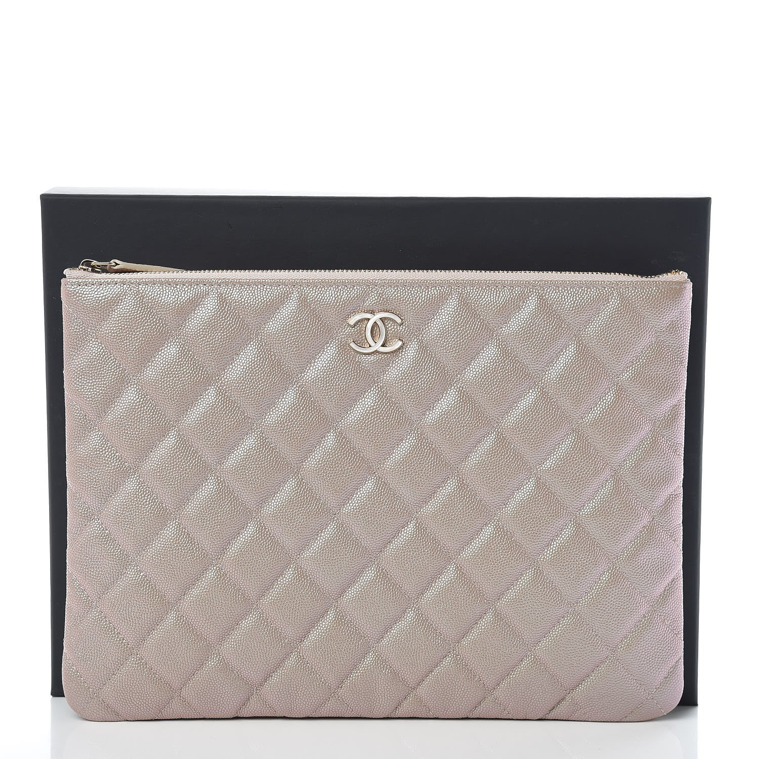 Chanel Iridescent Caviar Quilted Medium Cosmetic Case Beige 8 of 8