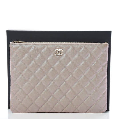 Chanel Iridescent Caviar Quilted Medium Cosmetic Case Beige 8 of 8