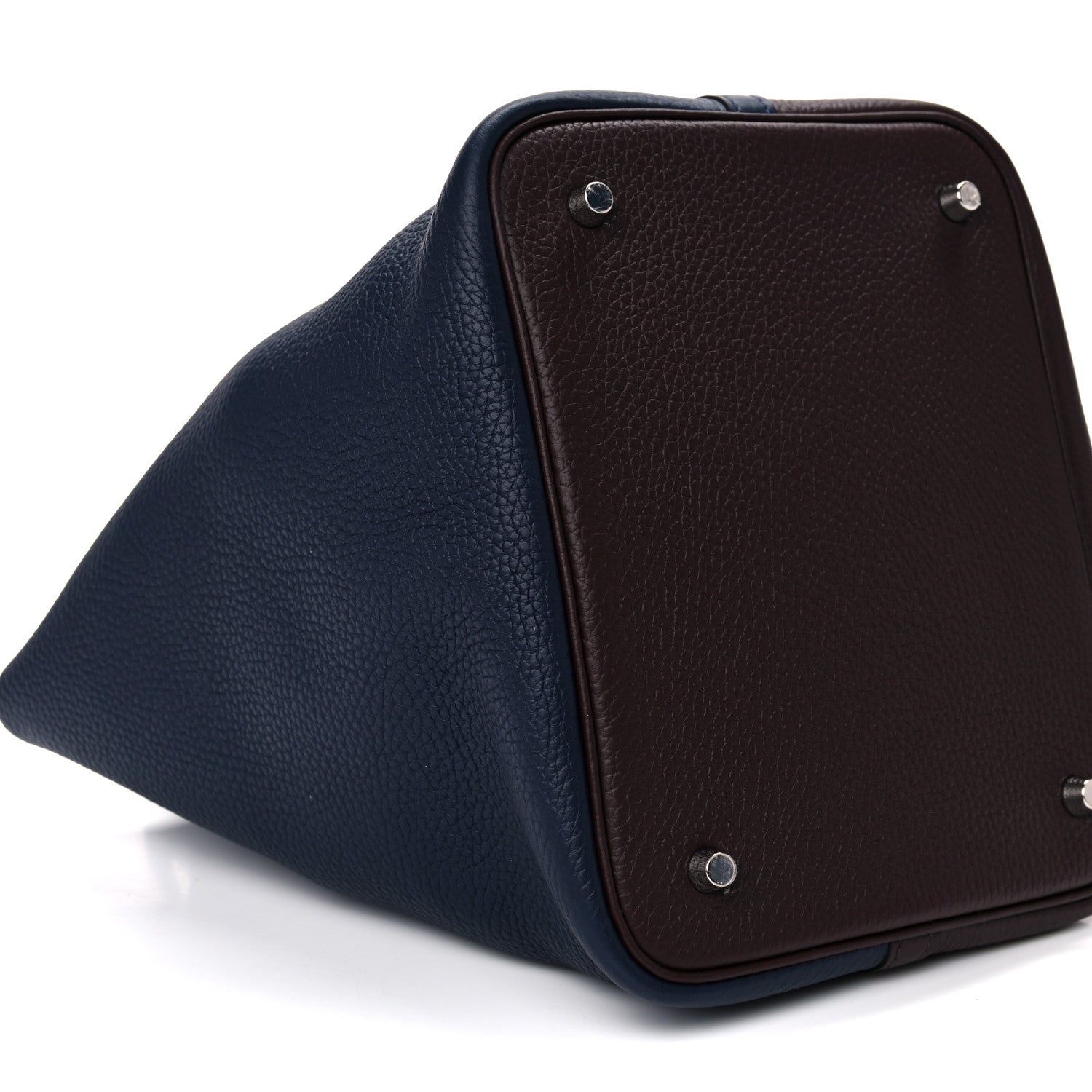 Hermes Taurillon Clemence Casaque Picotin Lock 22 MM Bleu Nuit Framboise Rouge Sellier 8 of 12