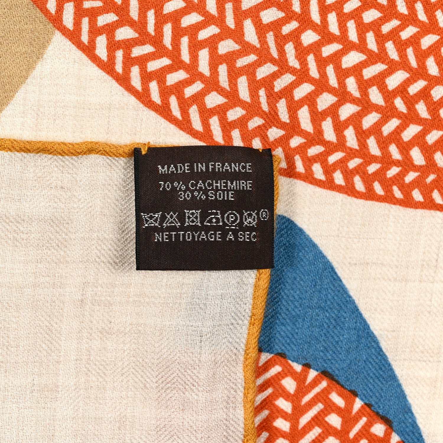 Hermes Cashmere Silk Mon Premier Galop Shawl 140 Naturel Bleu Corail 4 of 5