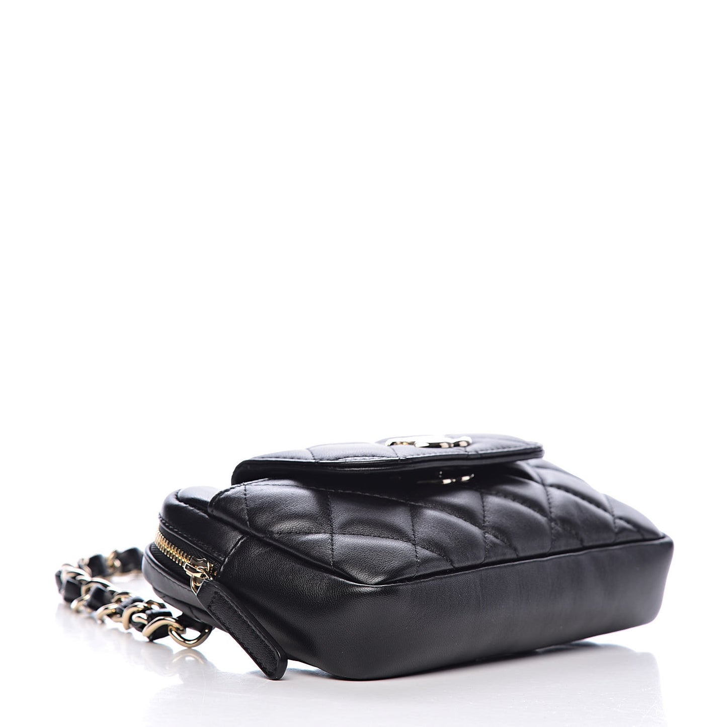 Lambskin Quilted Waist Bag Black