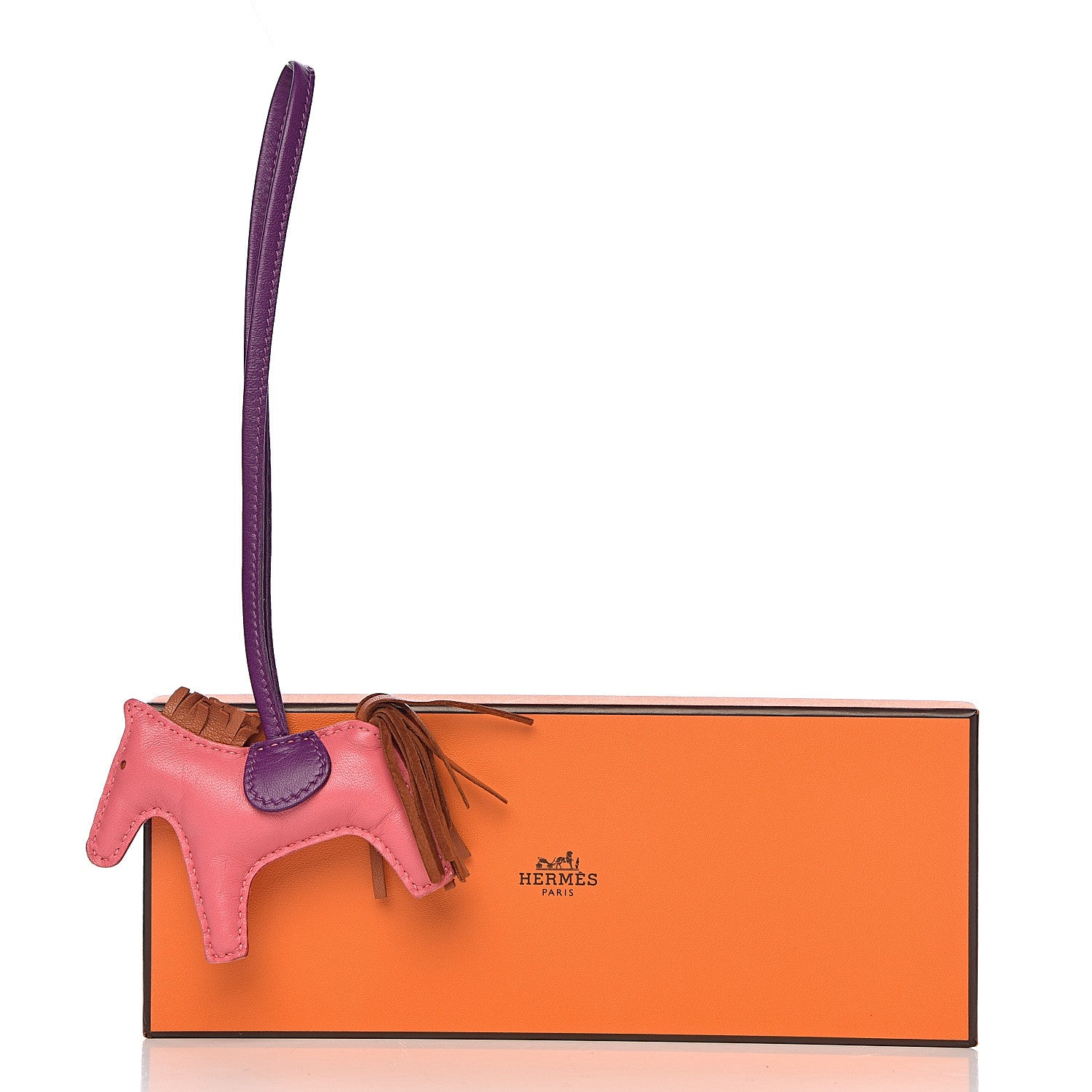 Hermes Milo Lambskin Grigri Rodeo Horse Bag Charm PM Rose Azalee Gold Anemone 4 of 4