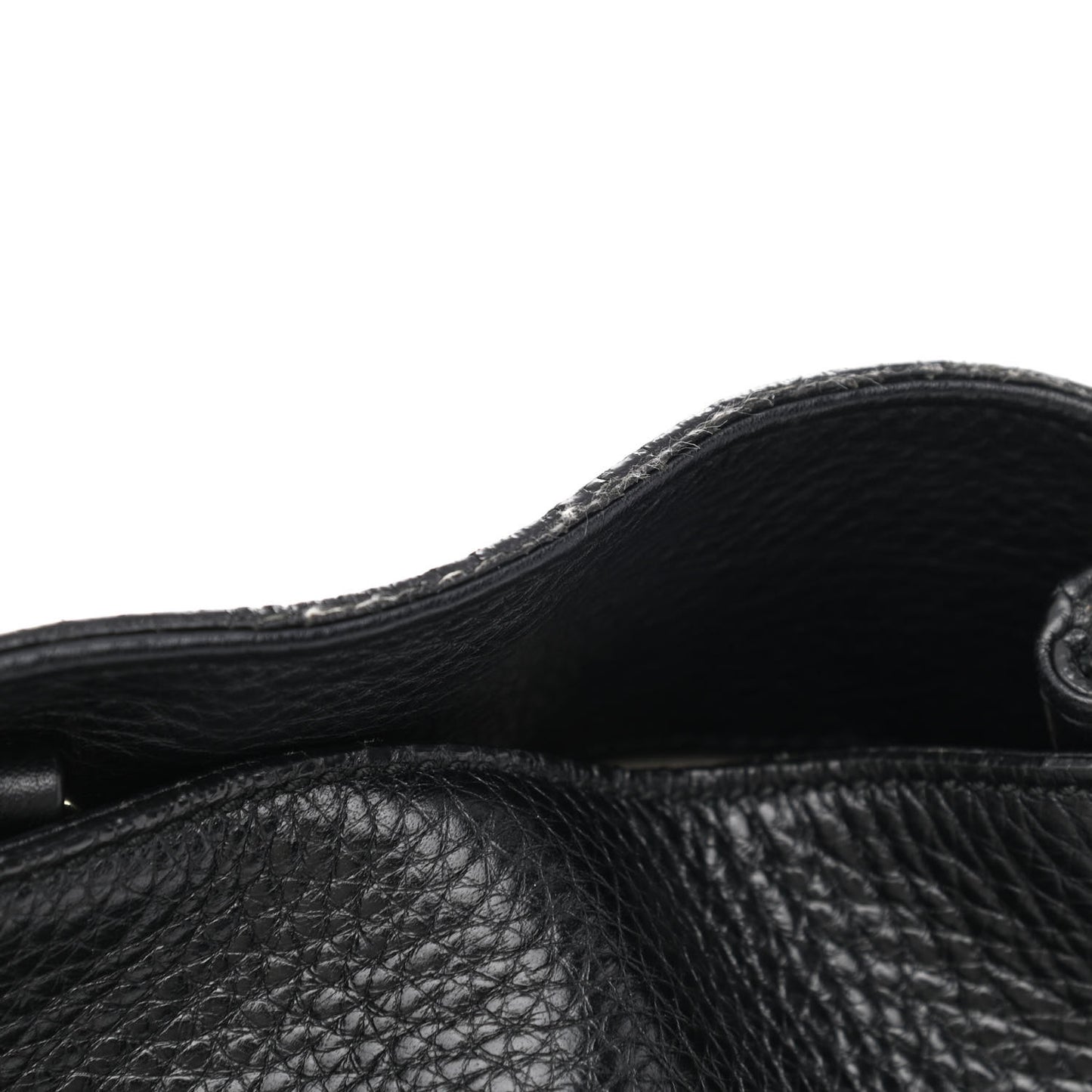 Pebbled Calfskin Large Soho Chain Shoulder Bag Black