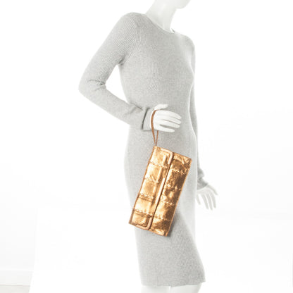 Bottega Veneta Metallic Ayers Wristlet Clutch Oro Bruciato 2 of 8