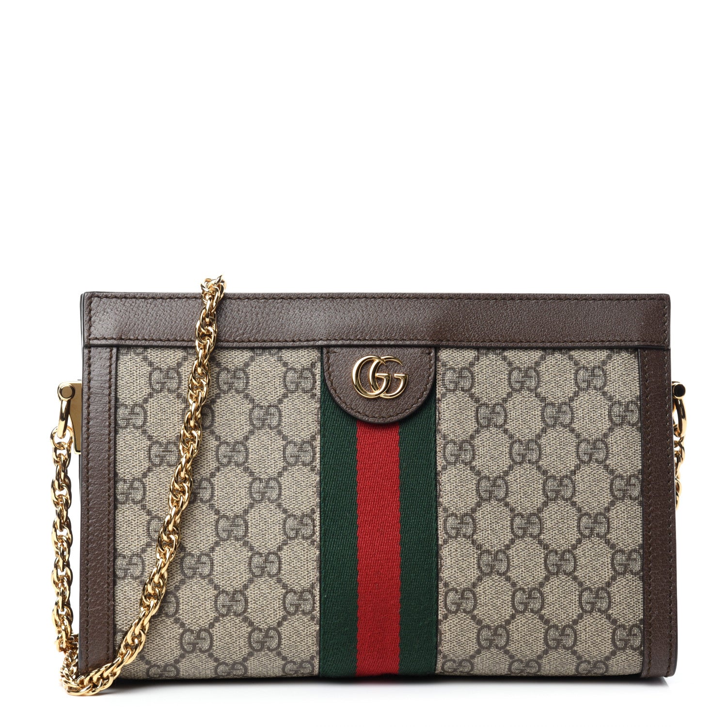 Gucci GG Supreme Monogram Web Small Ophidia Chain Shoulder Bag Brown 1 of 12