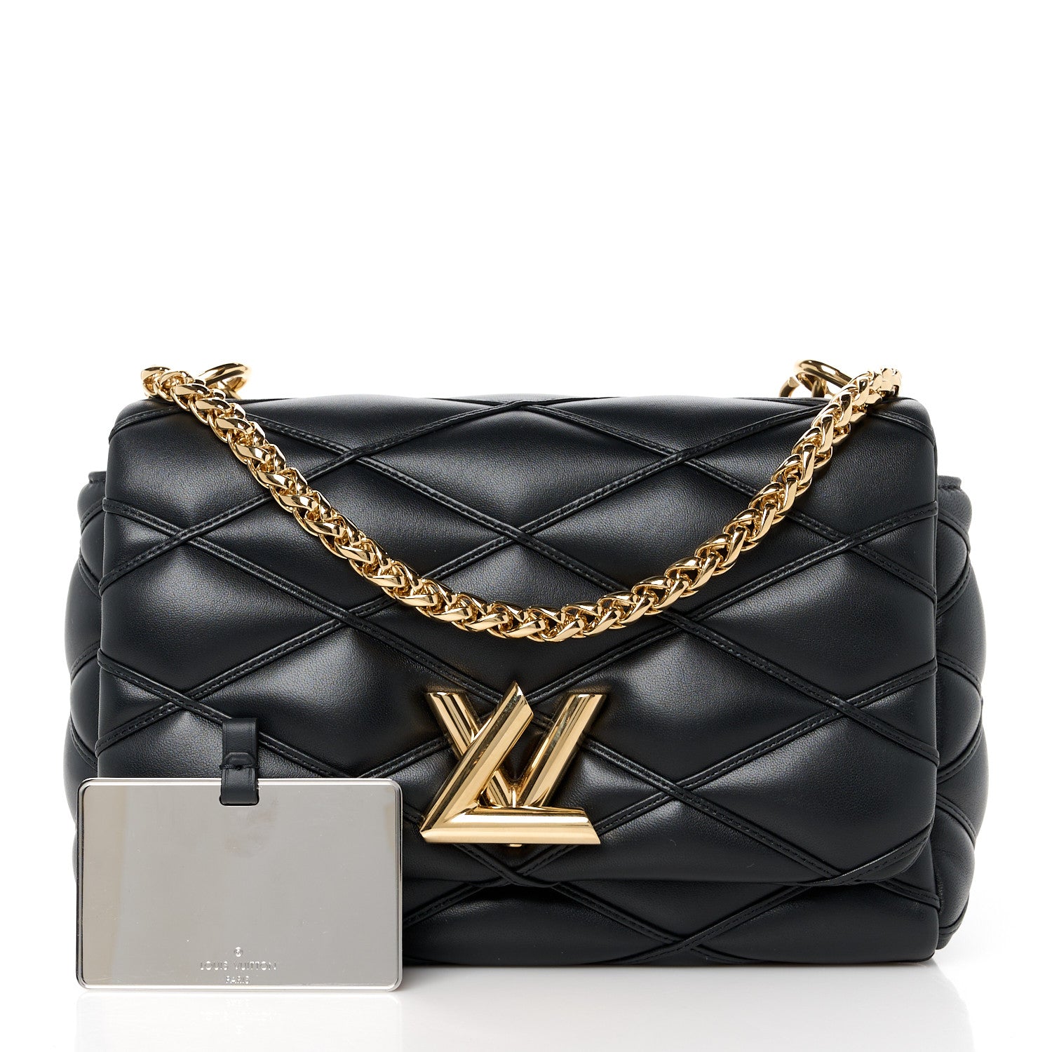 Louis Vuitton Lambskin Malletage Top Handle GO-14 MM Black 3 of 11