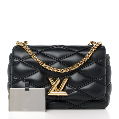 Louis Vuitton Lambskin Malletage Top Handle GO-14 MM Black 3 of 11