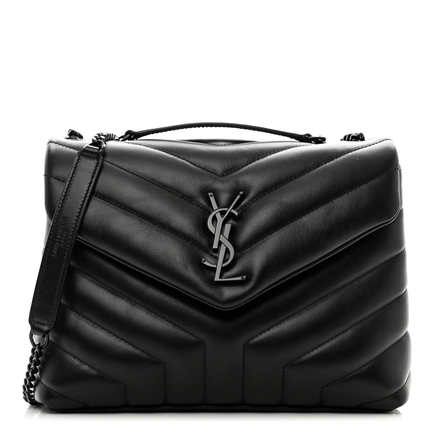 Saint Laurent Calfskin Y Quilted Monogram Monochrome Small Loulou Chain Satchel Black 1 of 12