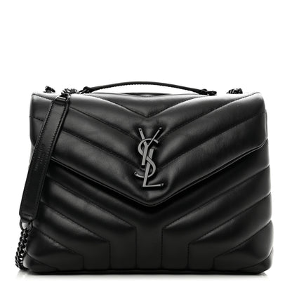 Saint Laurent Calfskin Y Quilted Monogram Monochrome Small Loulou Chain Satchel Black 1 of 12
