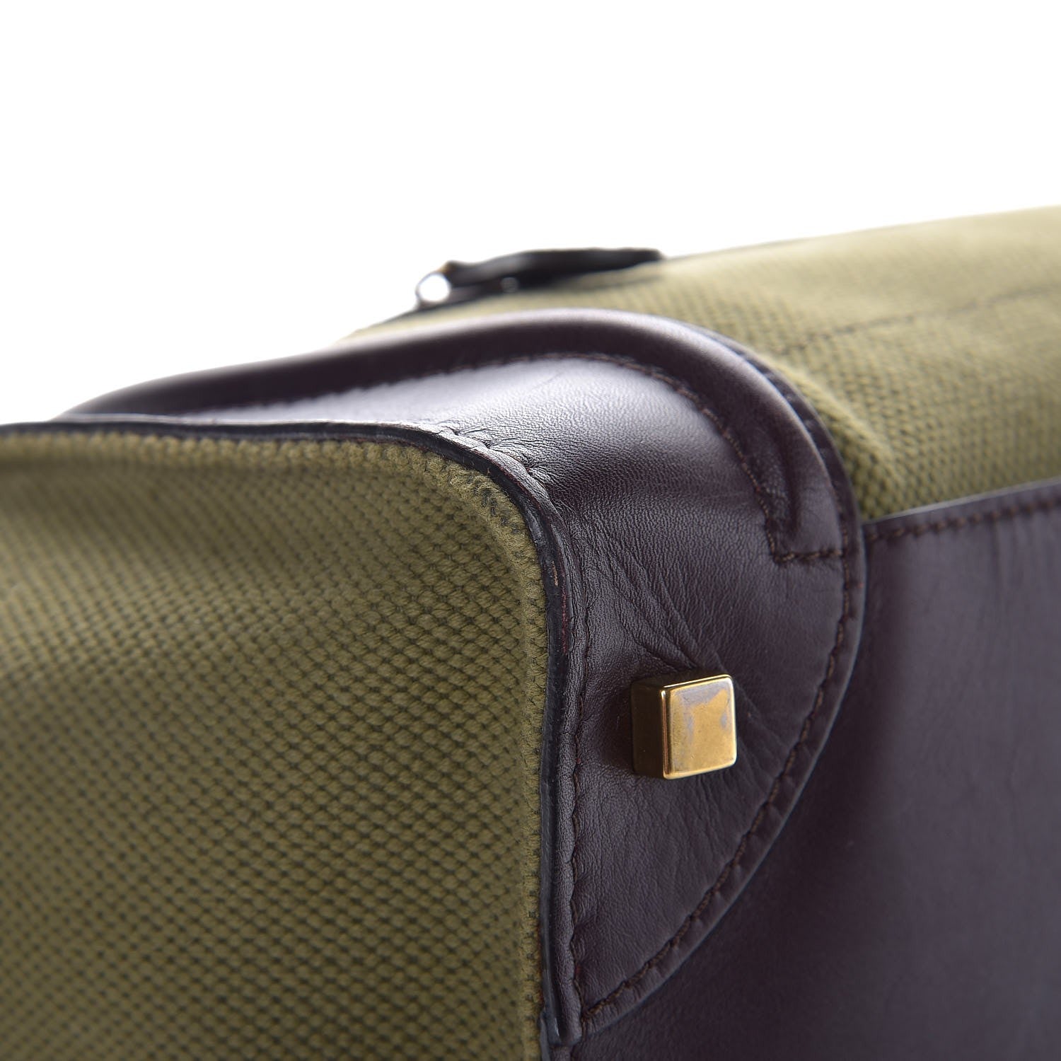 Celine Canvas Smooth Calfskin Mini Luggage Olive 14 of 19