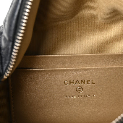 Chanel Shiny Lambskin Quilted Pearl Crush Belt Bag Black 6 of 10