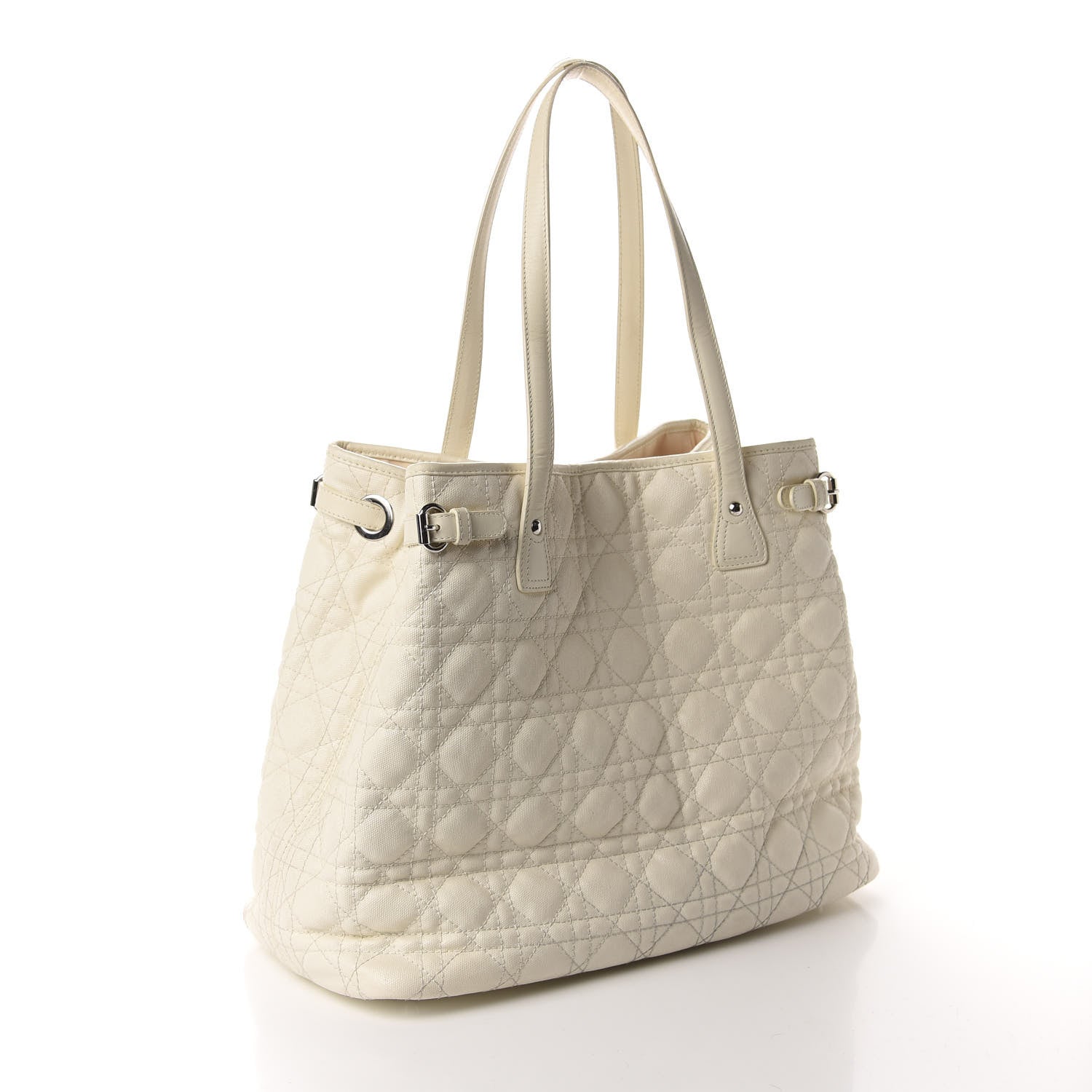Christian Dior Coated Canvas Cannage Medium Panarea Tote White 3 of 11