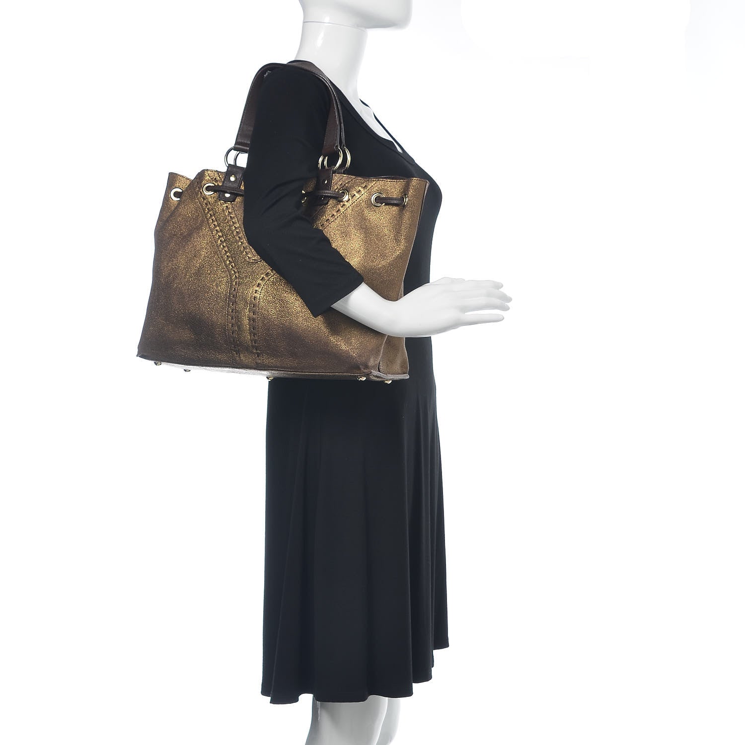 Saint Laurent Calfskin Reversible Double Sac Y Tote Gold Brown 2 of 13
