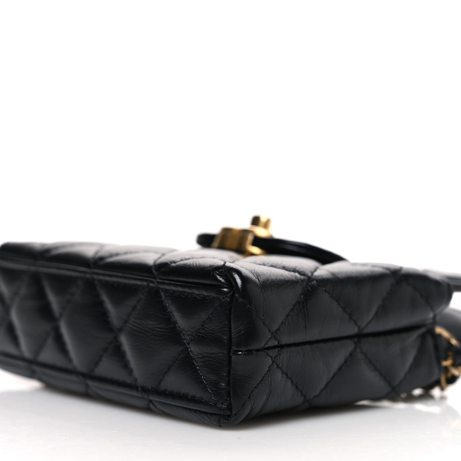 Chanel Shiny Aged Calfskin Quilted Mini Nano Kelly Shopper Black 9 of 9