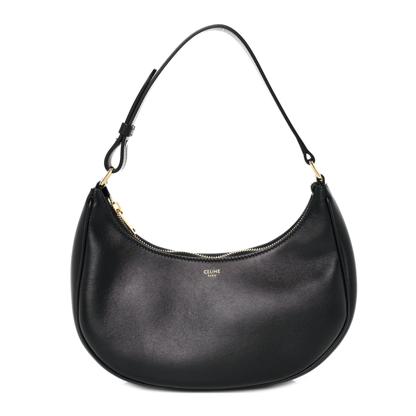 Smooth Calfskin Medium Strap Ava Shoulder Bag Black