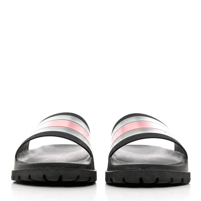 Gucci Rubber Web Mens Lug Sole Slide Sandals 11 Black Green Red 2 of 17