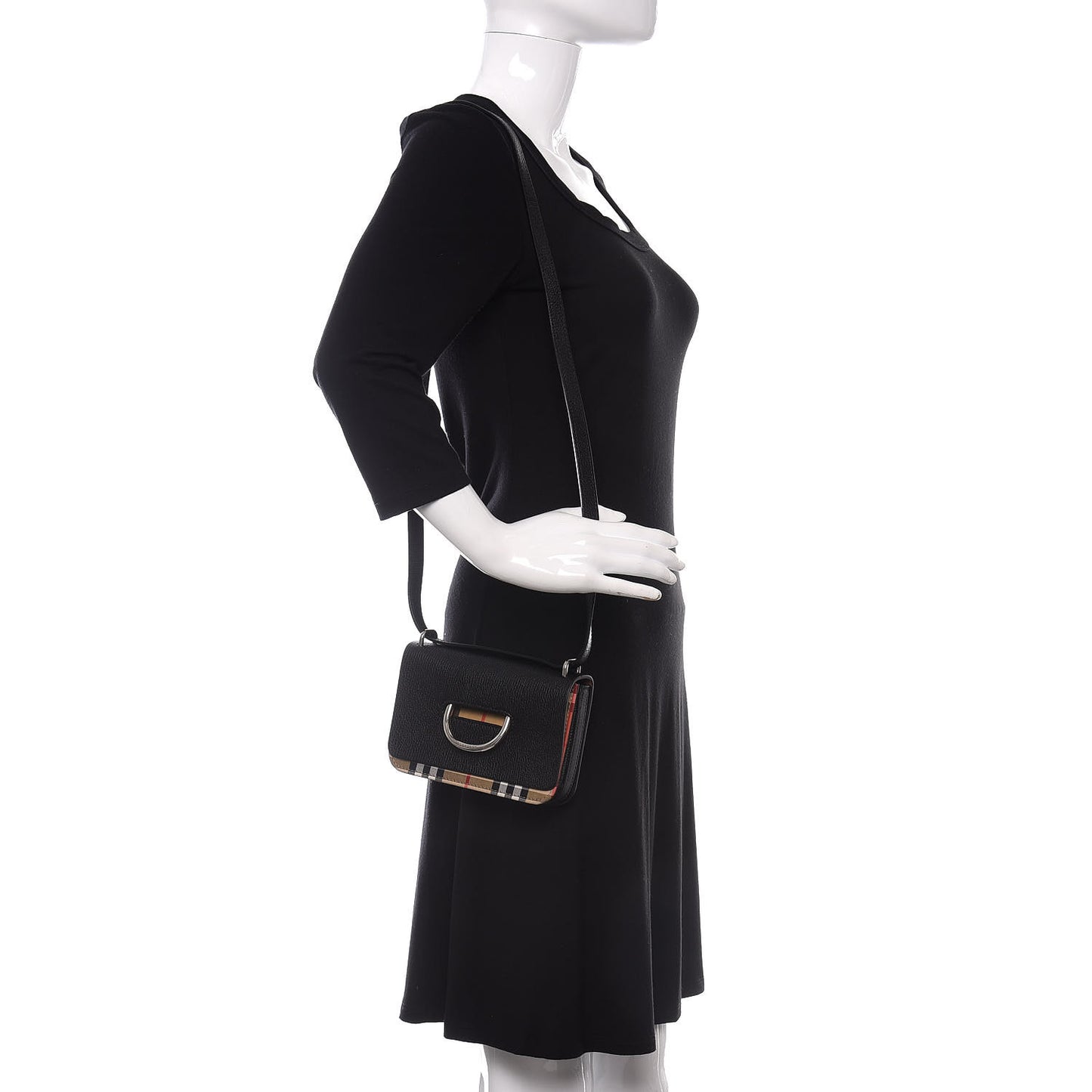 Goatskin Vintage Check Mini D-Ring Bag Black