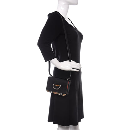 Burberry Goatskin Vintage Check Mini D-Ring Bag Black 2 of 9