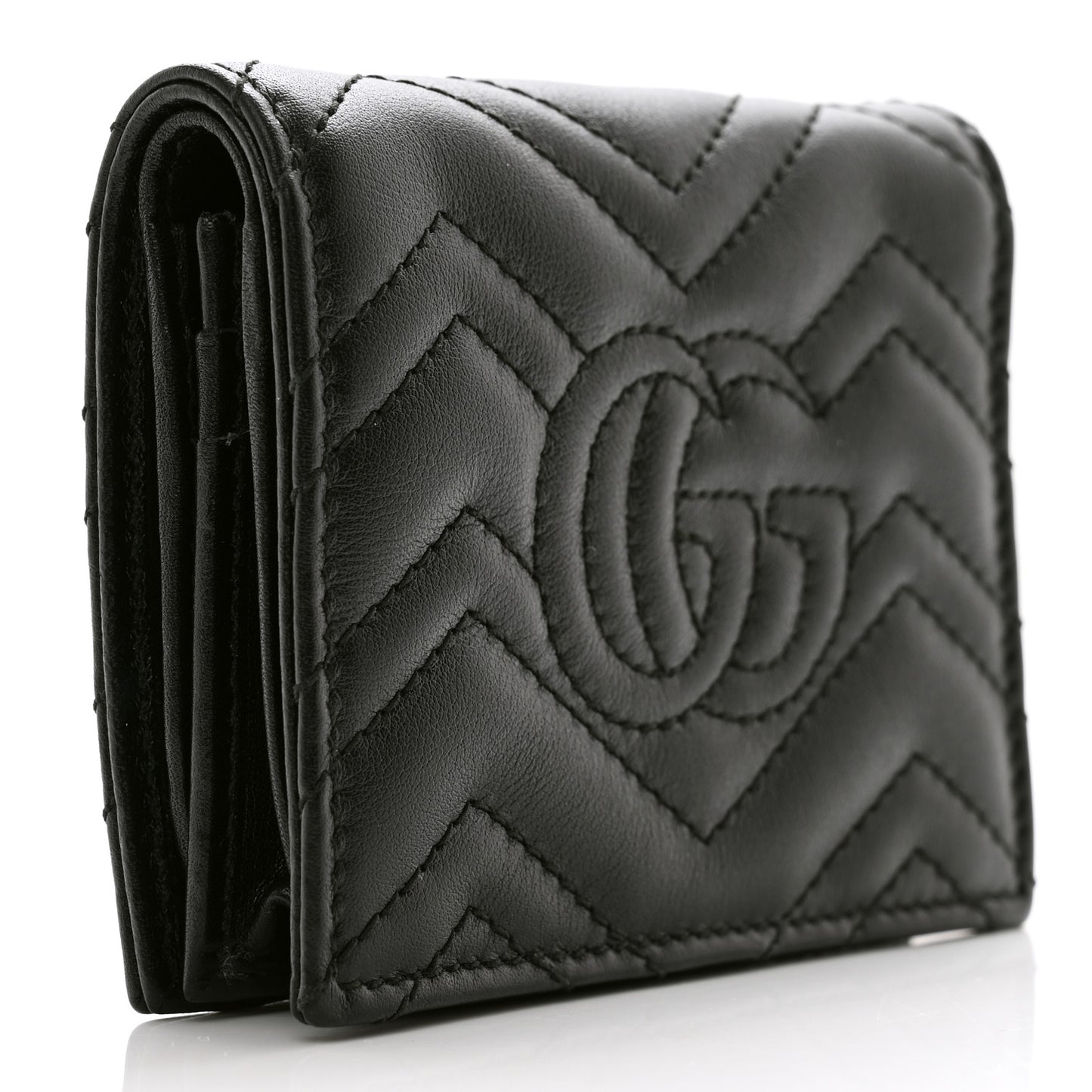 Calfskin Matelasse GG Marmont Card Case Black
