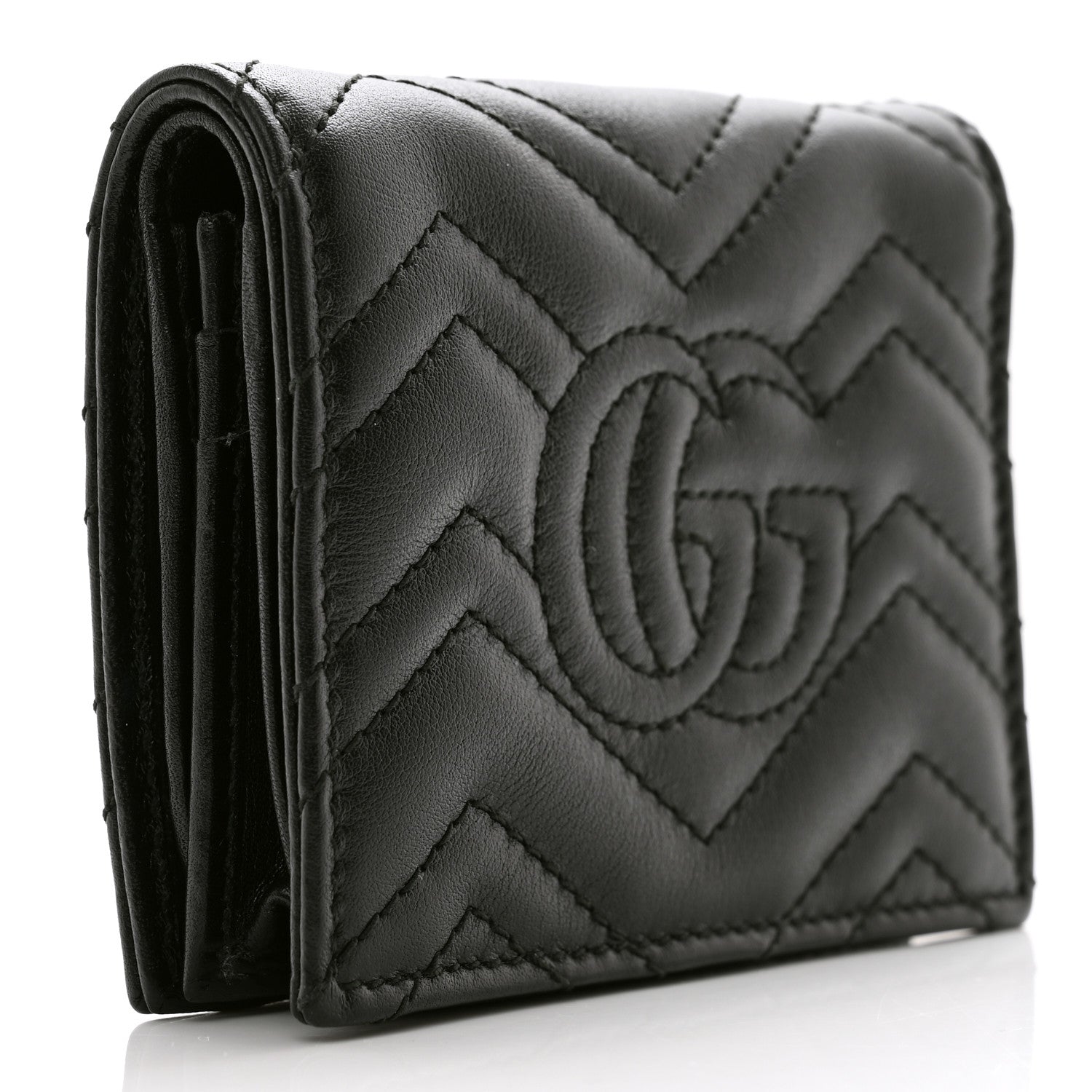 Gucci Calfskin Matelasse GG Marmont Card Case Black 3 of 9