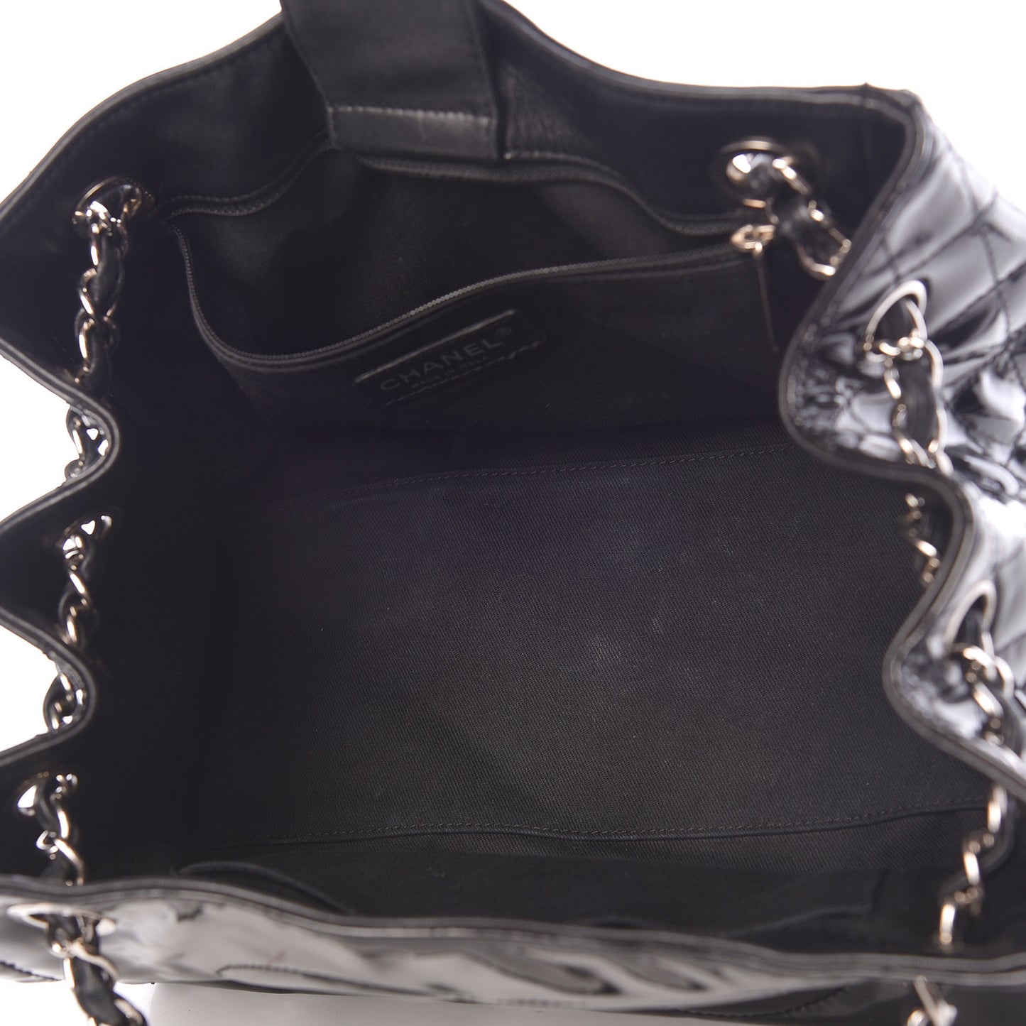 Patent Quilted CC Shoulder Bag Black