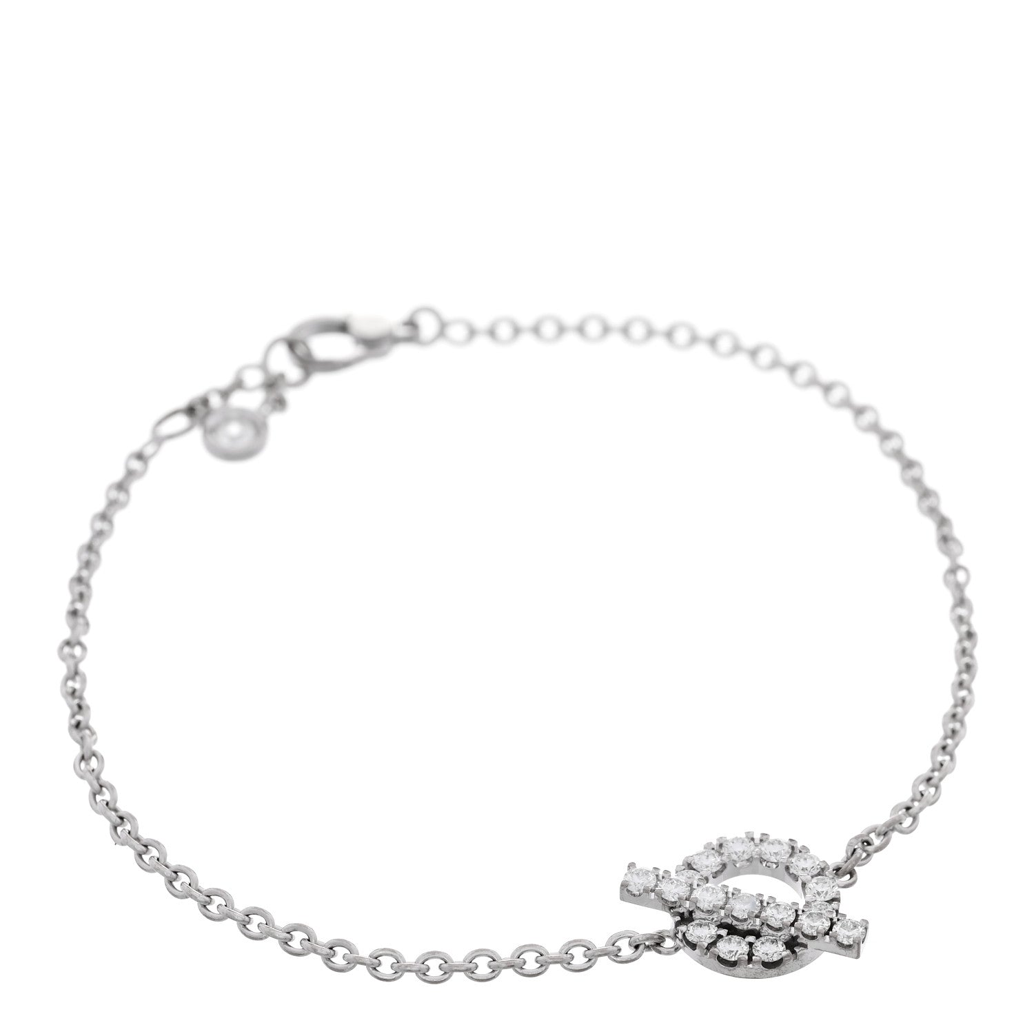 Hermes 18K White Gold Diamond Finesse Bracelet LG 1 of 3