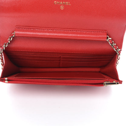Chanel Caviar Quilted Wallet On Chain WOC Red 5 of 12