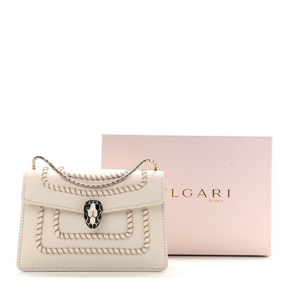 Bulgari Calfskin Woven Chain Serpenti Forever Crossbody Bag White 10 of 10