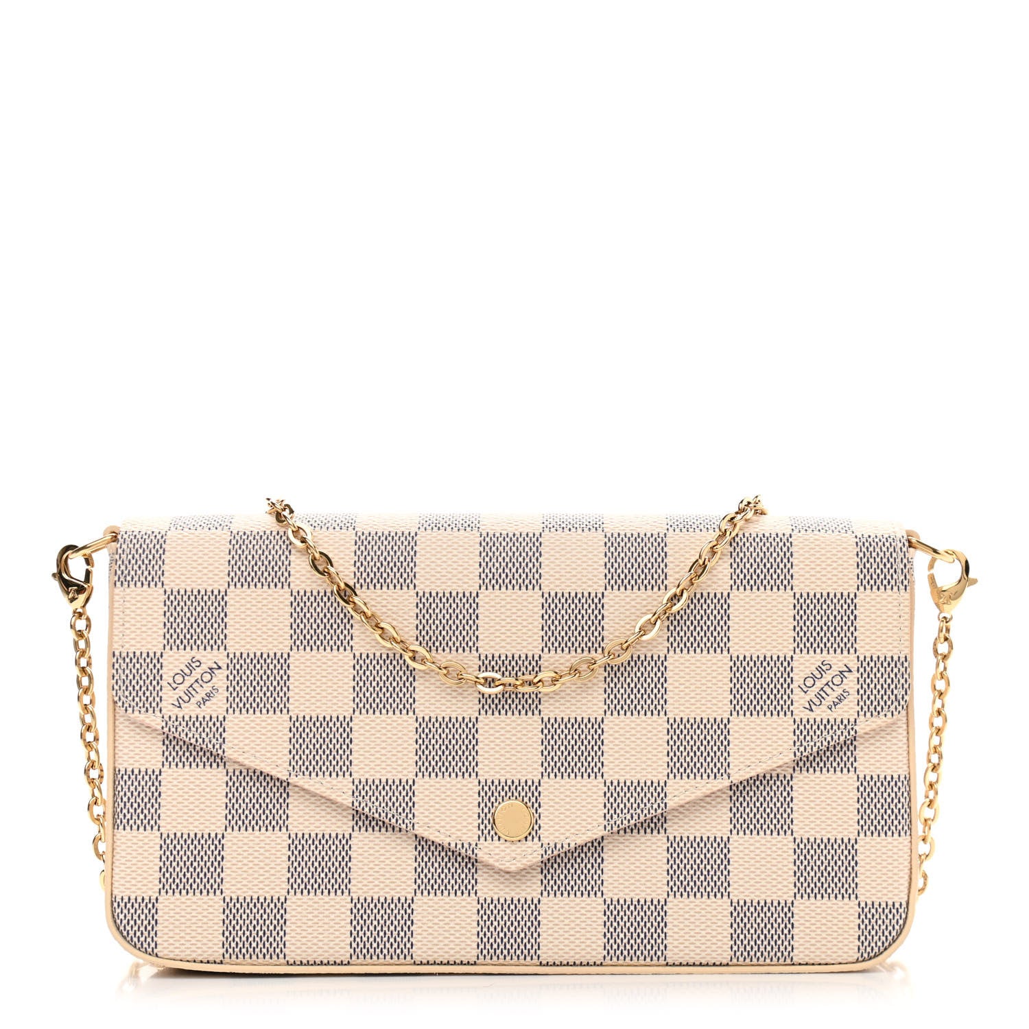 Louis Vuitton Damier Azur Pochette Felicie Chain Wallet Rose Ballerine 3 of 11