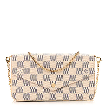 Louis Vuitton Damier Azur Pochette Felicie Chain Wallet Rose Ballerine 3 of 11