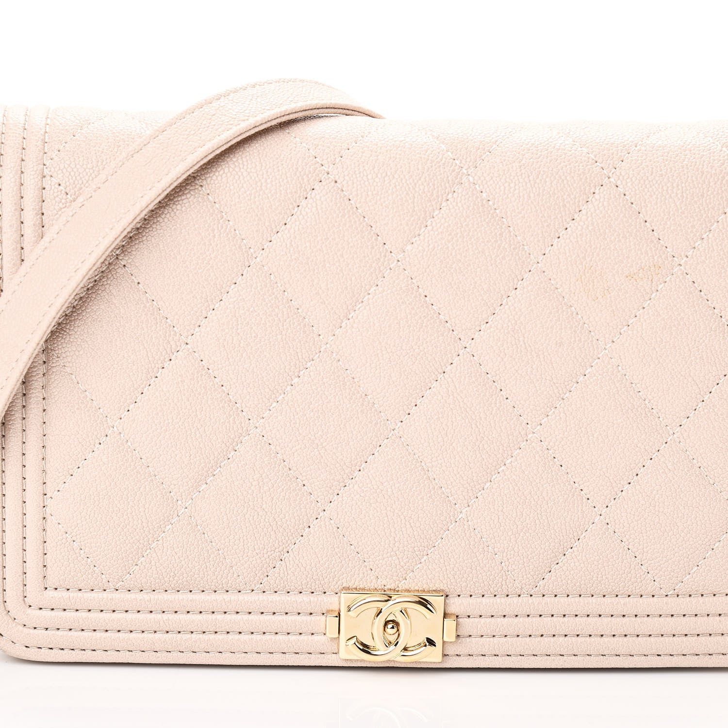 Chanel Caviar Quilted Boy Wallet On Chain WOC Light Beige 10 of 11