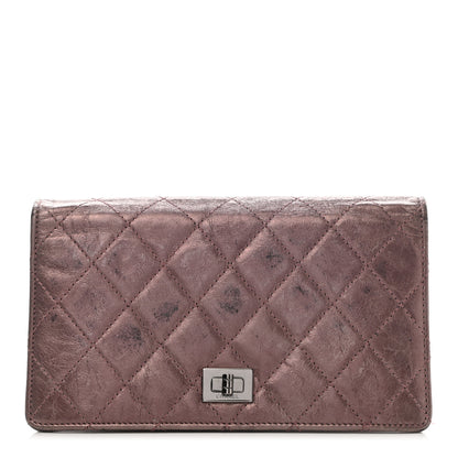 Chanel Aged Calfskin Quilted Reissue 2.55 Yen Wallet Purple 1 of 14