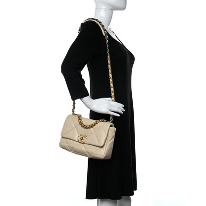Chanel Goatskin Quilted Medium Chanel 19 Flap Light Beige 2 of 9