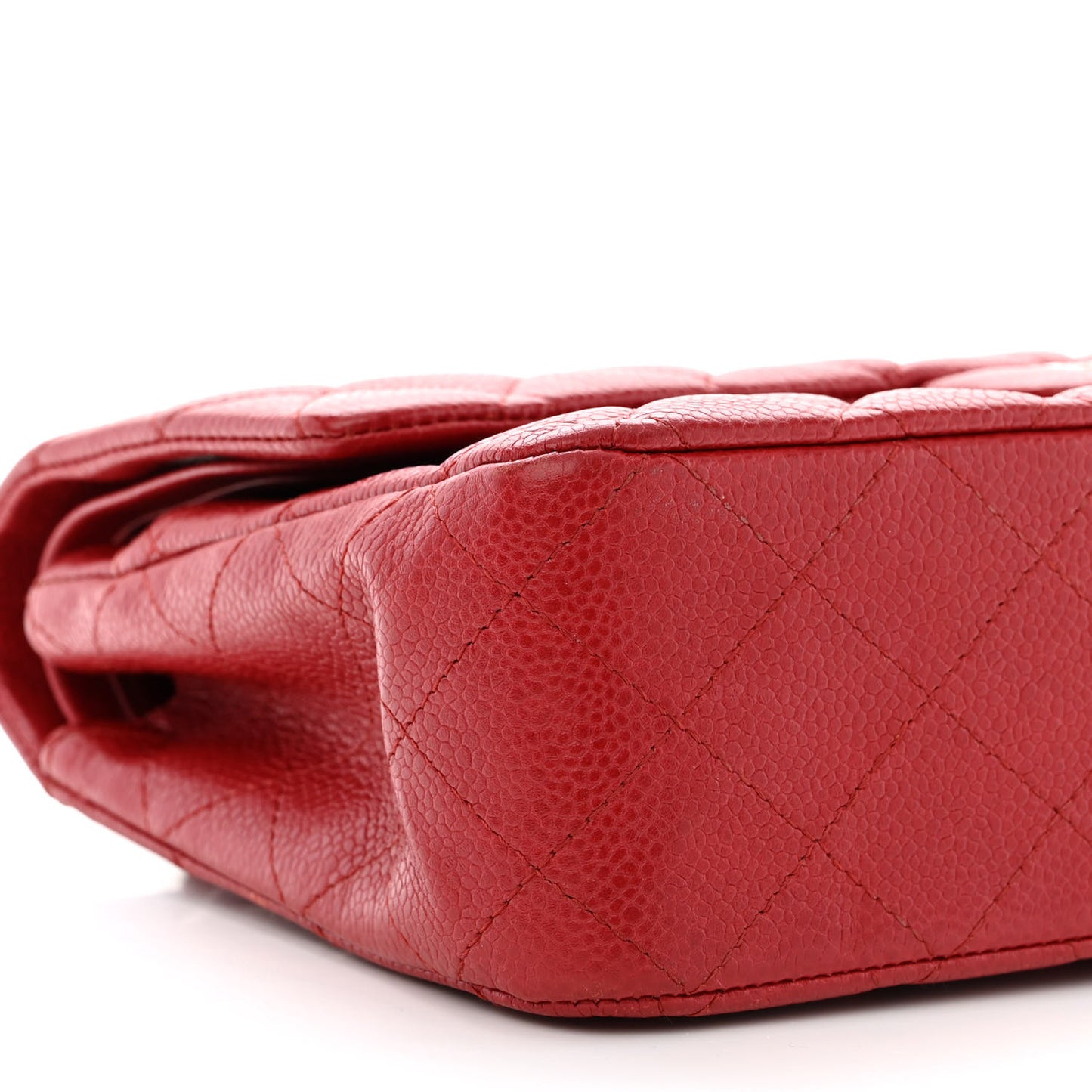 Caviar Quilted Medium Double Flap Red