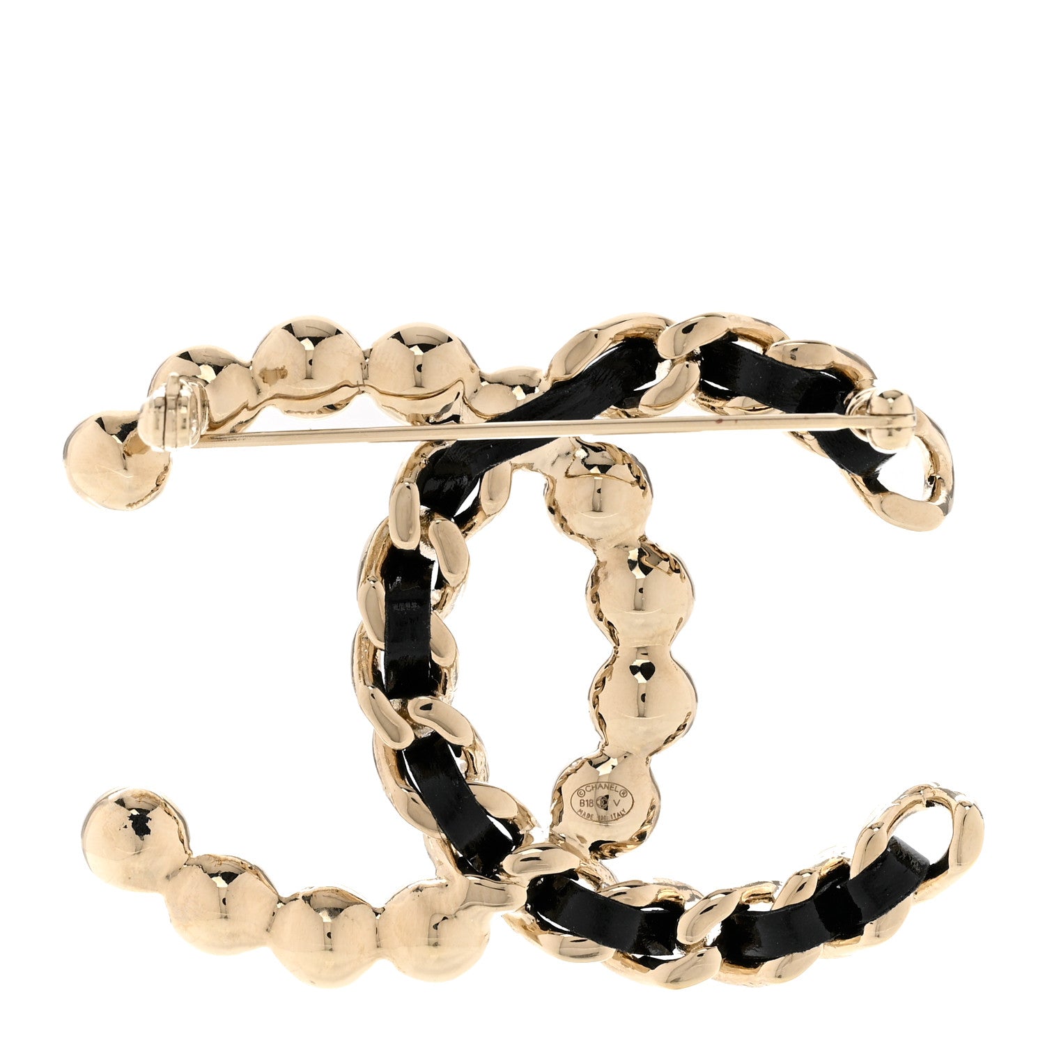 Chanel Lambskin Pearl CC Chain Brooch Black Gold 3 of 5