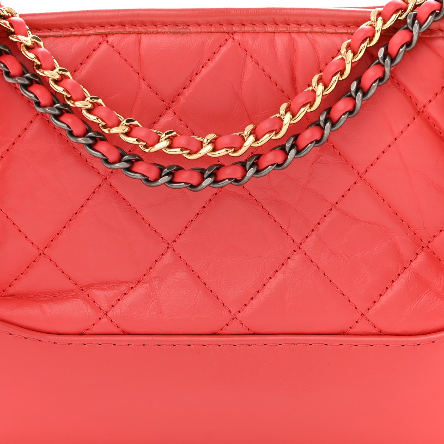 Chanel Aged Calfskin Quilted Small Gabrielle Hobo Red 8 of 11